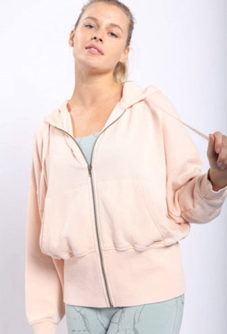 Fleece Hoodie Jacket with Tapered Sleeves