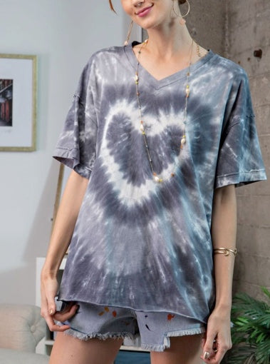 HEART TIE DYE WASHED TOP