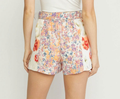 Printed high waisted shorts