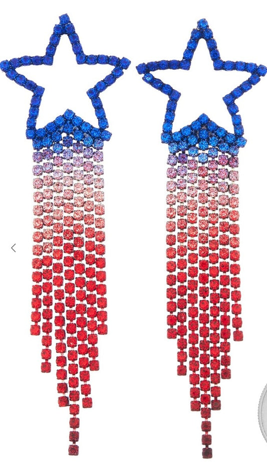 USA STAR TASSEL EARRINGS