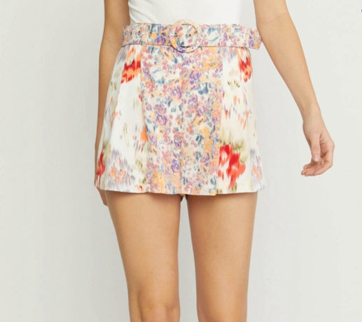 Printed high waisted shorts