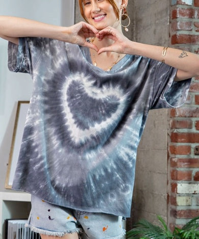 HEART TIE DYE WASHED TOP