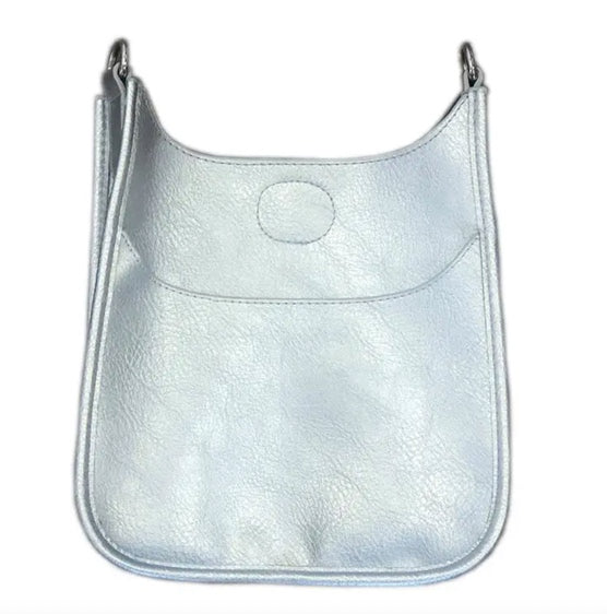 VEGAN Leather Classic Messenger-Silver