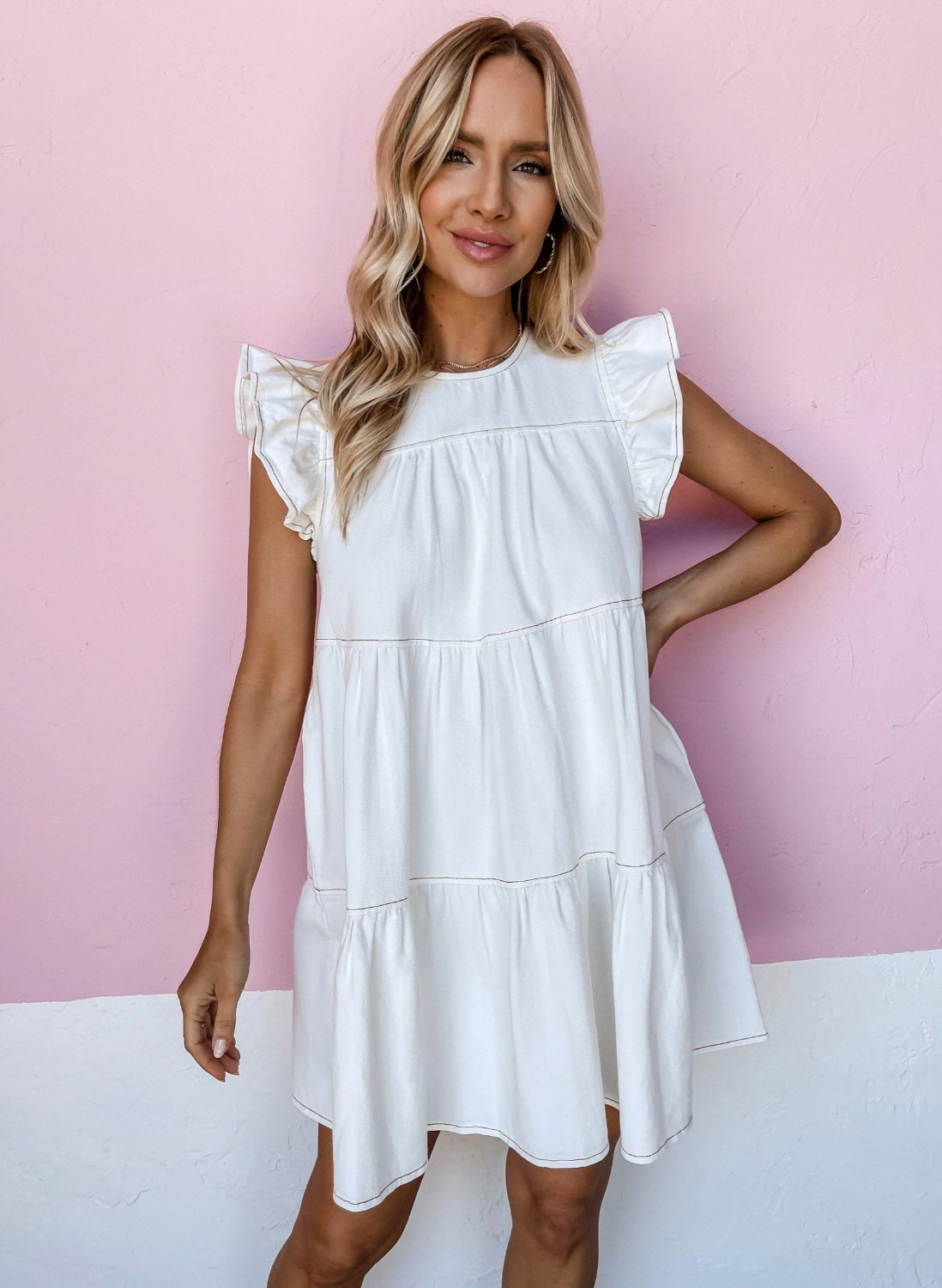 Babydoll White Denim Dress