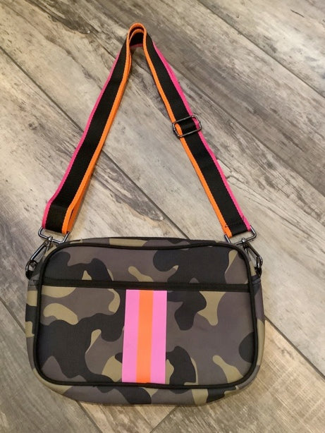 Green Camoflauge Neoprene Crossbody Bag