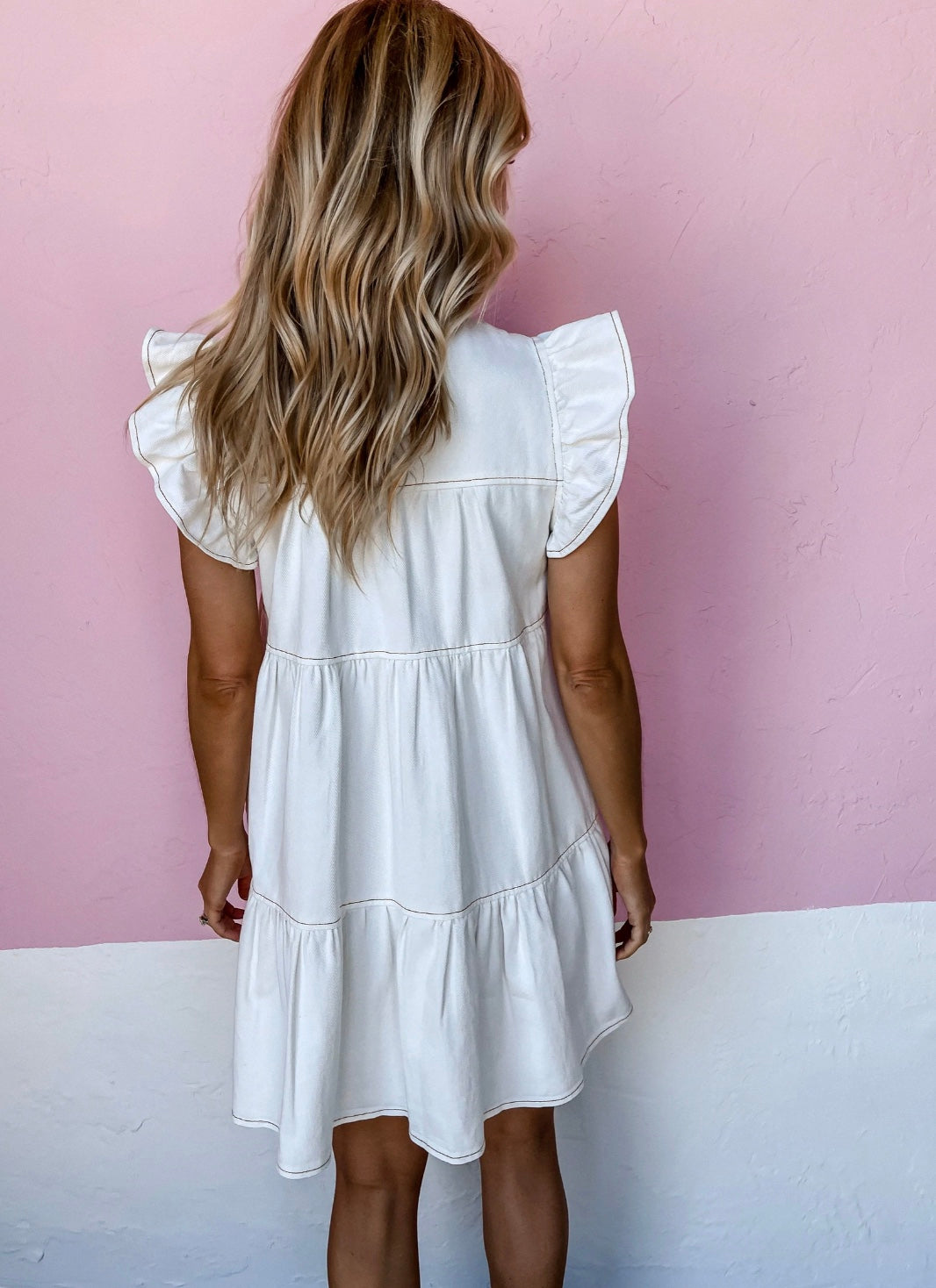 Babydoll White Denim Dress