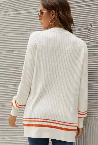 Ribbed Long Sleeve Cardigan Sweater