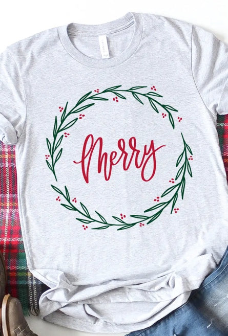 Merry Garland Circle Graphic Tee