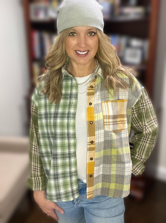 PLAID MIX N MATCH BUTTON DOWN SHIRT