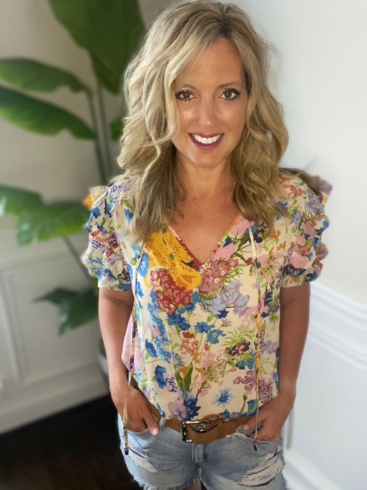 Floral Ruffle Top